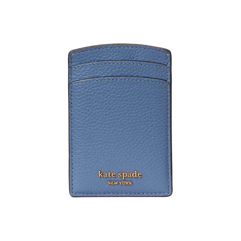 Kate Spade Litchi Grain Leather Card Clip Card Holder Women's Stingray Blue-0