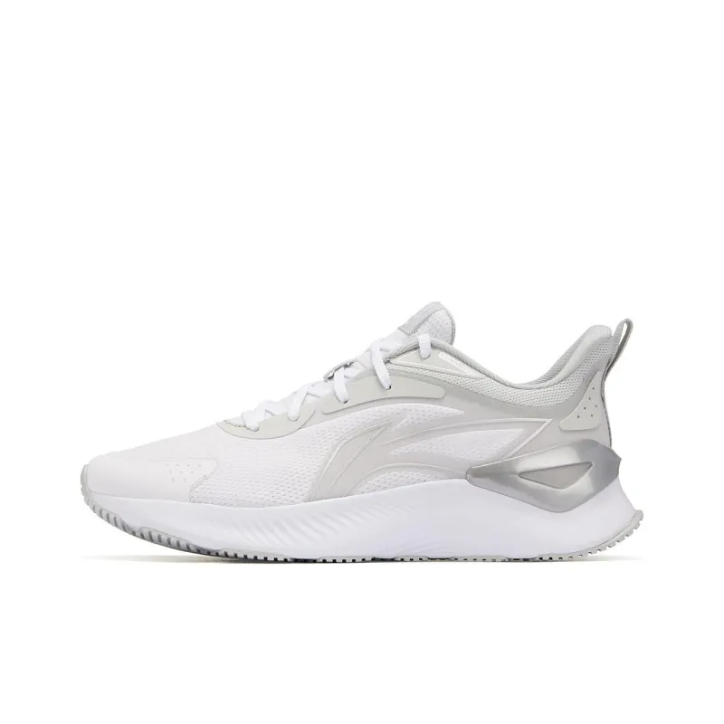 LiNing YueYing 3.0 Cushioned Wear Resistant Breathable Low Top Sprint Running Shoes Men's White Gray-0
