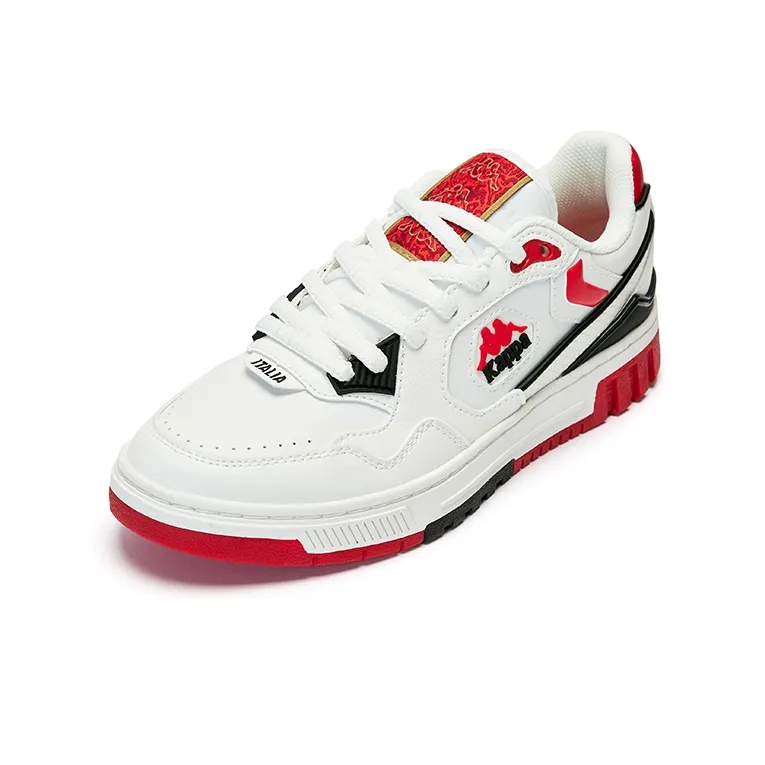 Kappa Cushioning Wear Resistant Low Top Skateboard Shoes Unisex White Red-2