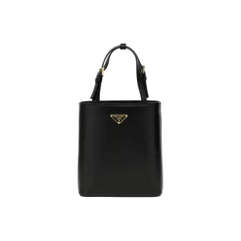PRADA Leather Tote Bag Shopping Bag Shoulder Bag Crossbody Bag Handbag Small Size Women's Black