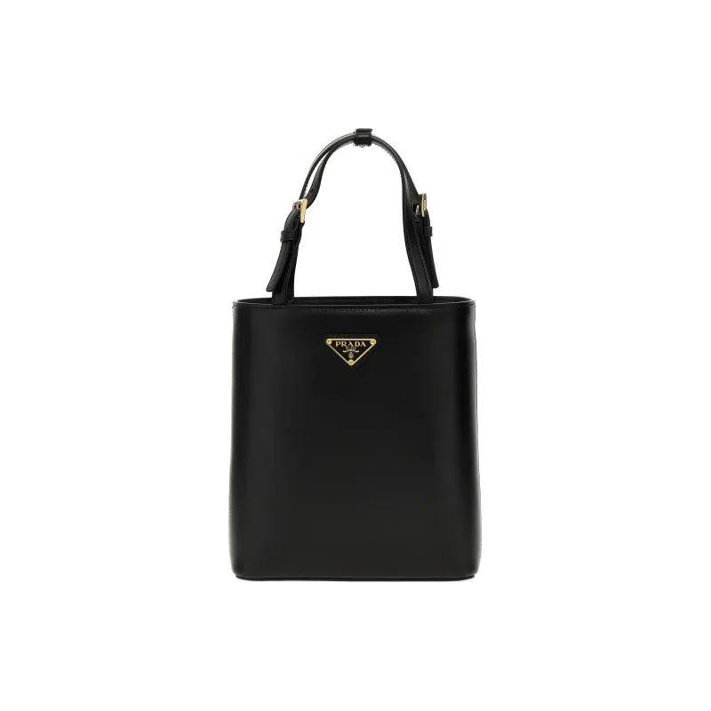 PRADA Leather Tote Bag Shopping Bag Shoulder Bag Crossbody Bag Handbag Small Size Women's Black-0
