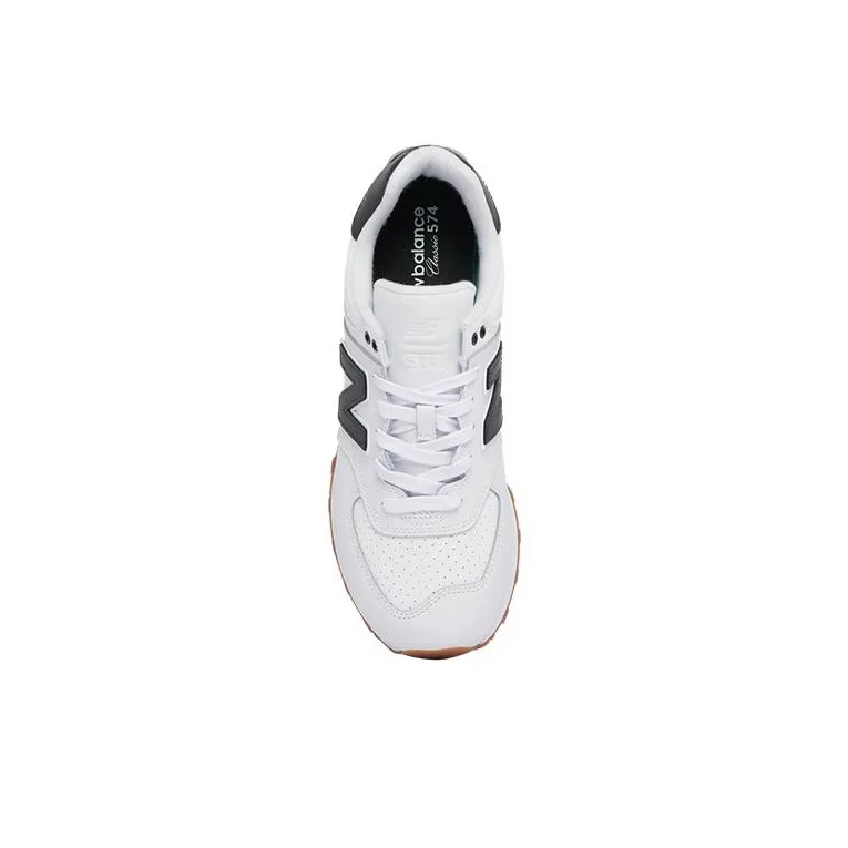 New Balance NB 574 Wear-Resistant Low-Top Running Shoes Men's White Black-2