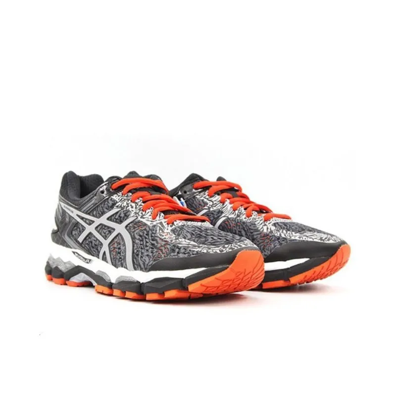 Asics Gel-Kayano 22 Wear-Resistant Low-Top Running Shoes Men's Black Silver Orange-3