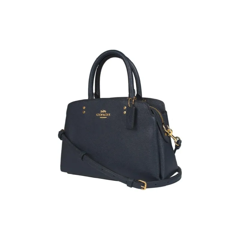 COACH Leather One Shoulder Crossbody Briefcase Handbag Small Size Women's Midnight Blue-1