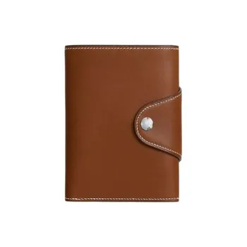 HERMES Iliade Barenia Calfskin Wallet Women's 34 Fauve Light Tawny