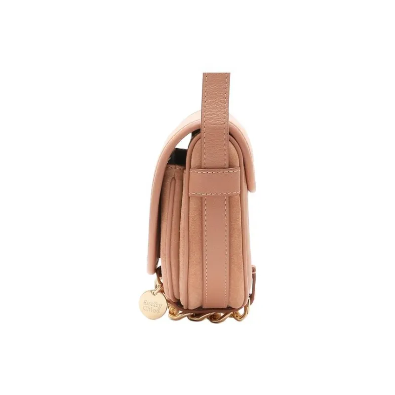 See By Chloe Suede Saddle Bag Women's Coffee Pink-2