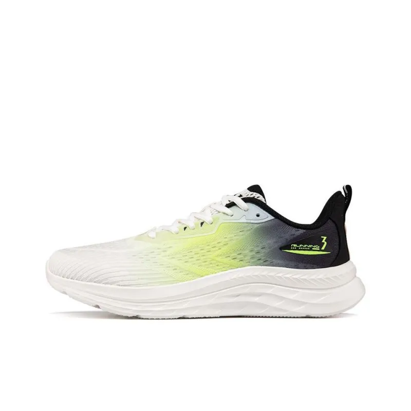 361° Breathable Lightweight Low Top Running Shoes Men's White Green-0