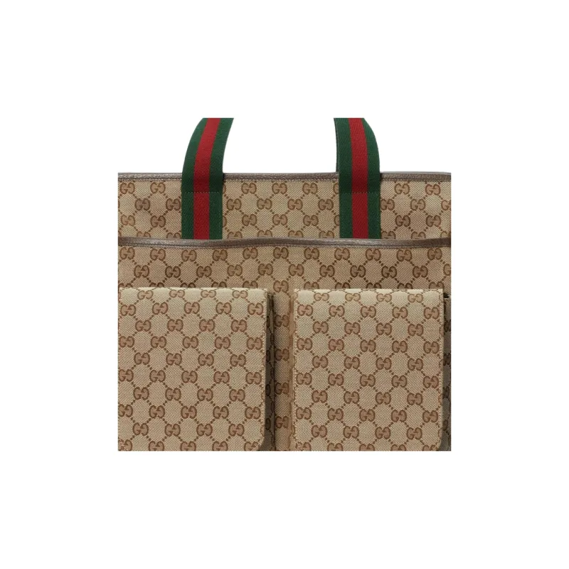 GUCCI Original Canvas With Leather Canvas Bag, Backpack, Handbag Men's Beige & Ebony-7