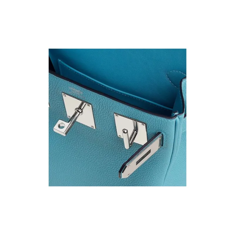 HERMES Hac A Dos Togo Calfskin Shoulder Bag Crossbody Bag Small Size Unisex Light Blue-3