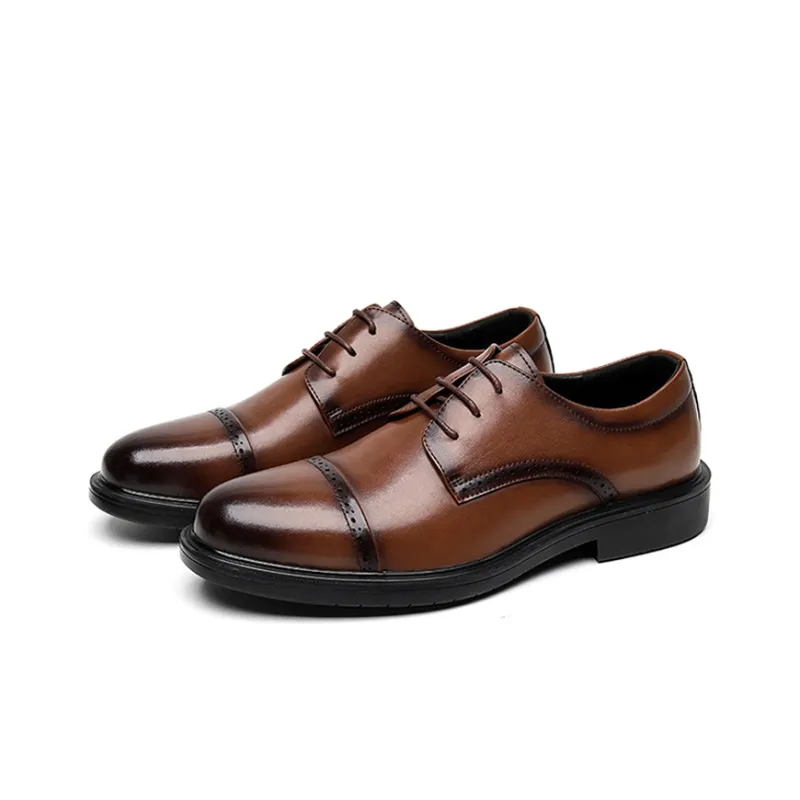 GZZ Dress Shoes Men Low Top Black/Brown-6