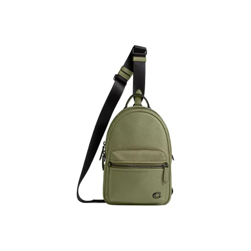 COACH Charter Leather Crossbody Bags Sling Bags Small Size Men's Moss Green