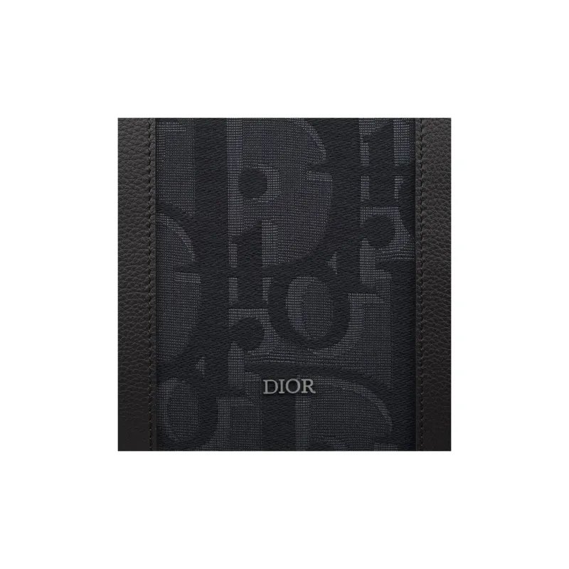 DIOR Oblique Printed Fabric Shoulder Bag, Crossbody Bag, Handbag, Travel Bag Men's Black-4