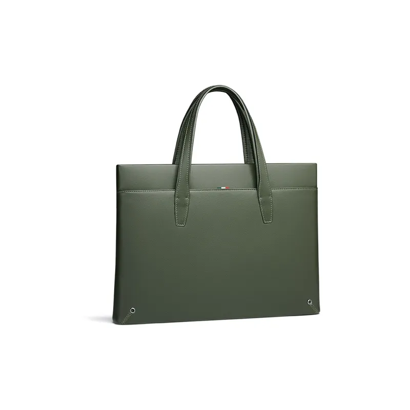 WilliamPOLO Cow Leather Briefcases Medium Size Men's Black/Army Green/Blue-8