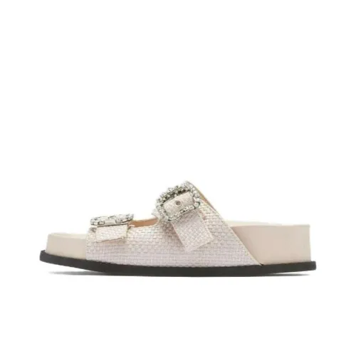 Nº21 Crystal-embellished Buckle Woven Slides