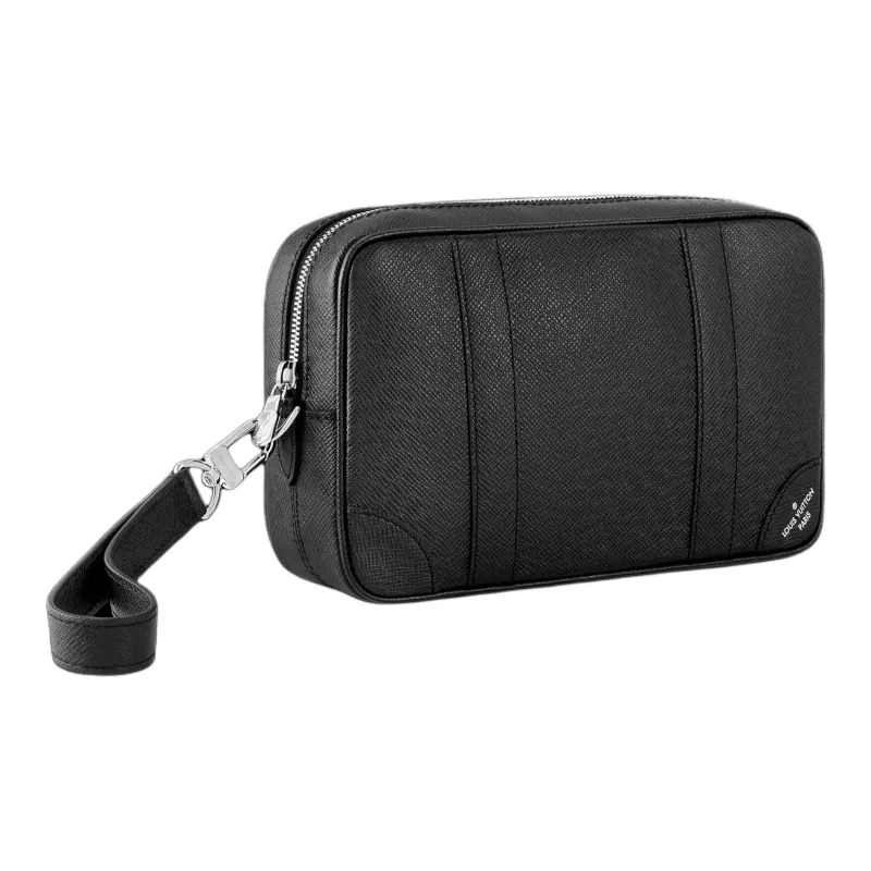 LOUIS VUITTON Cow Leather Clutch Men's Black-1
