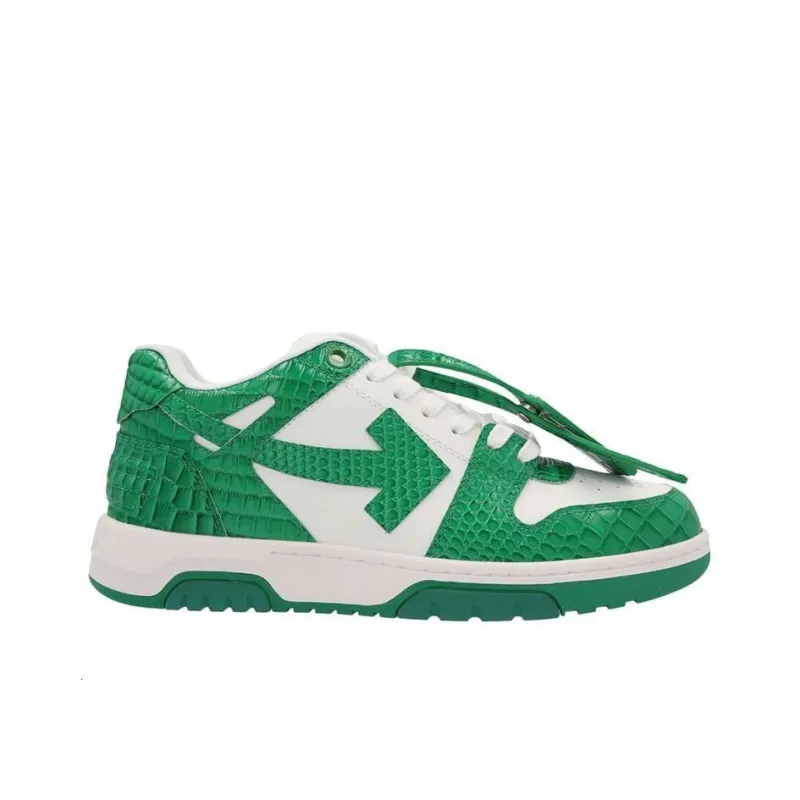 OFF WHITE Out Of Office Crocodile Print Low Top Sneakers 'Green White'-1