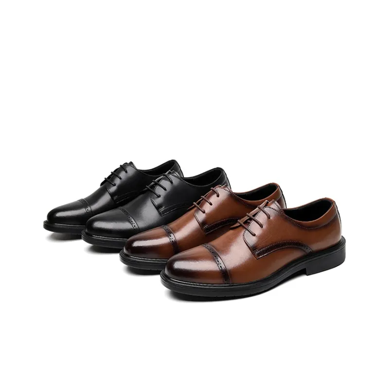 GZZ Dress Shoes Men Low Top Black/Brown-9