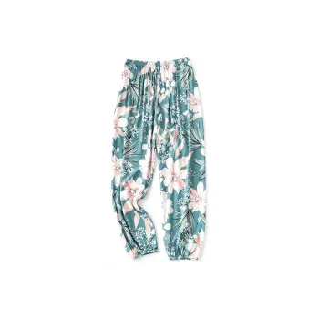 Flowers In Water Pajama Pants Women's Pink Print