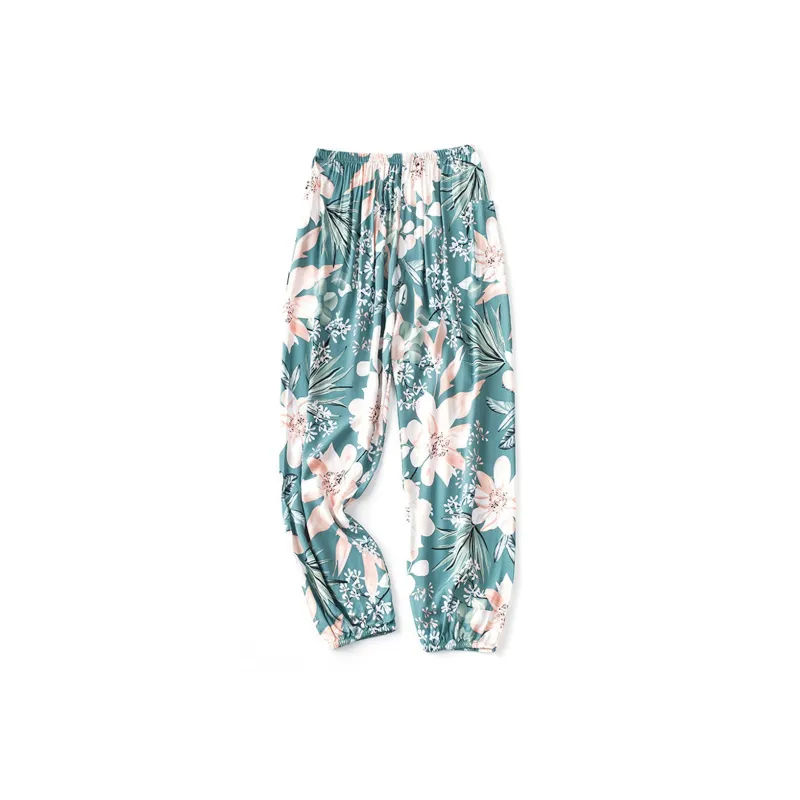 Flowers In Water Pajama Pants Women's Pink Print-0