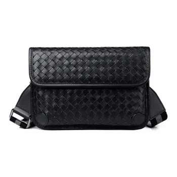 Ceion Keust Top Grain Cow Leather Shoulder Bag Medium Size Unisex Black