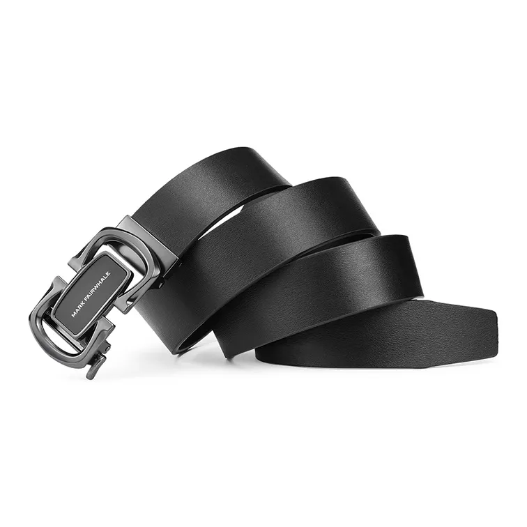 FAIRWHALE Cut Out Business Automatic Buckle Genuine Leather Belt Cow Leather Belt Men's Width 3.5CM-1