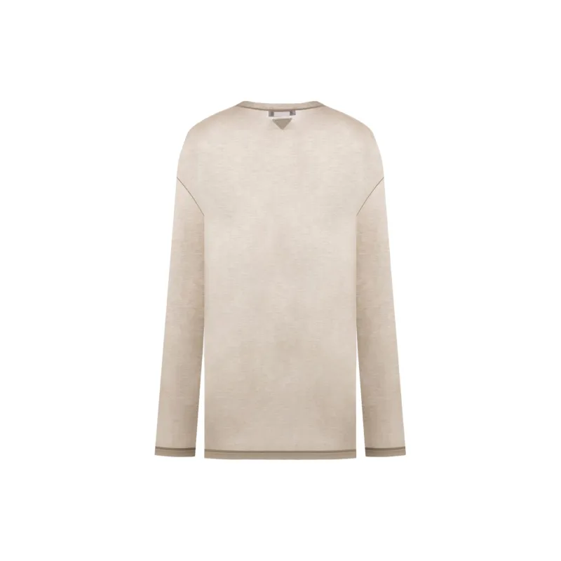 PRADA Drop Shoulder Sleeve T Shirt Women's Beige-1