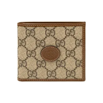 GUCCI Canvas With Leather Wallet Men's Ebony/Brown