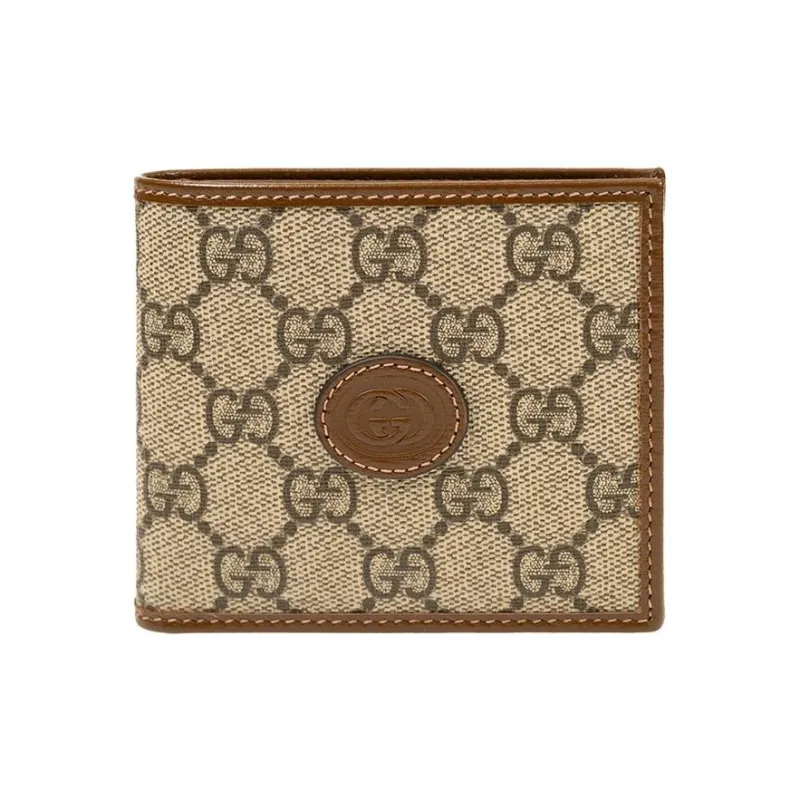 GUCCI Canvas With Leather Wallet Men's Ebony/Brown-0