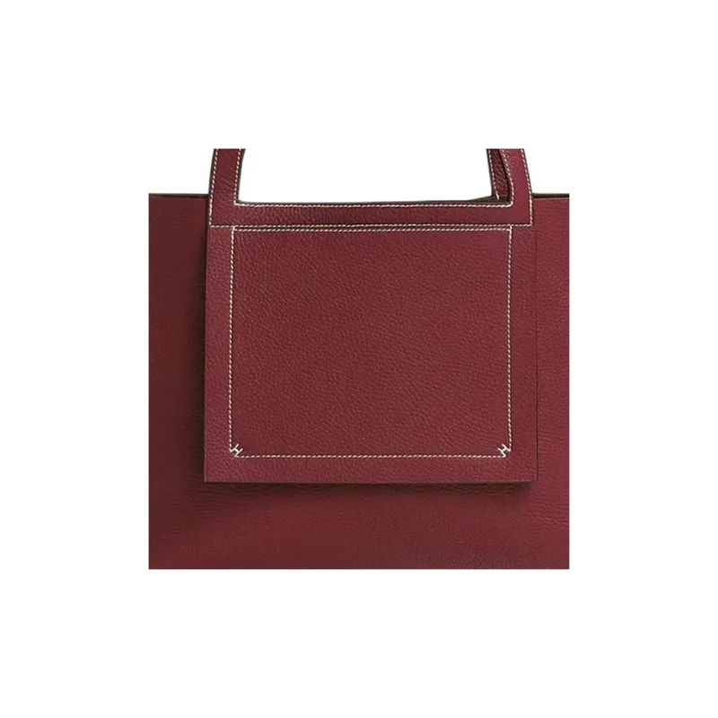 HERMES Cabasellier Clemence Calfskin Tote Bag Shopping Bag Shoulder Bag Handbag Women's 55 Rouge Hermes Red-4