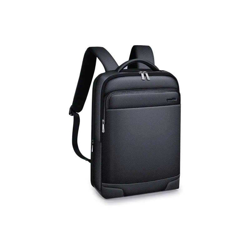 WilliamPOLO Synthetic Leather Backpack Medium Size Men's Black-2