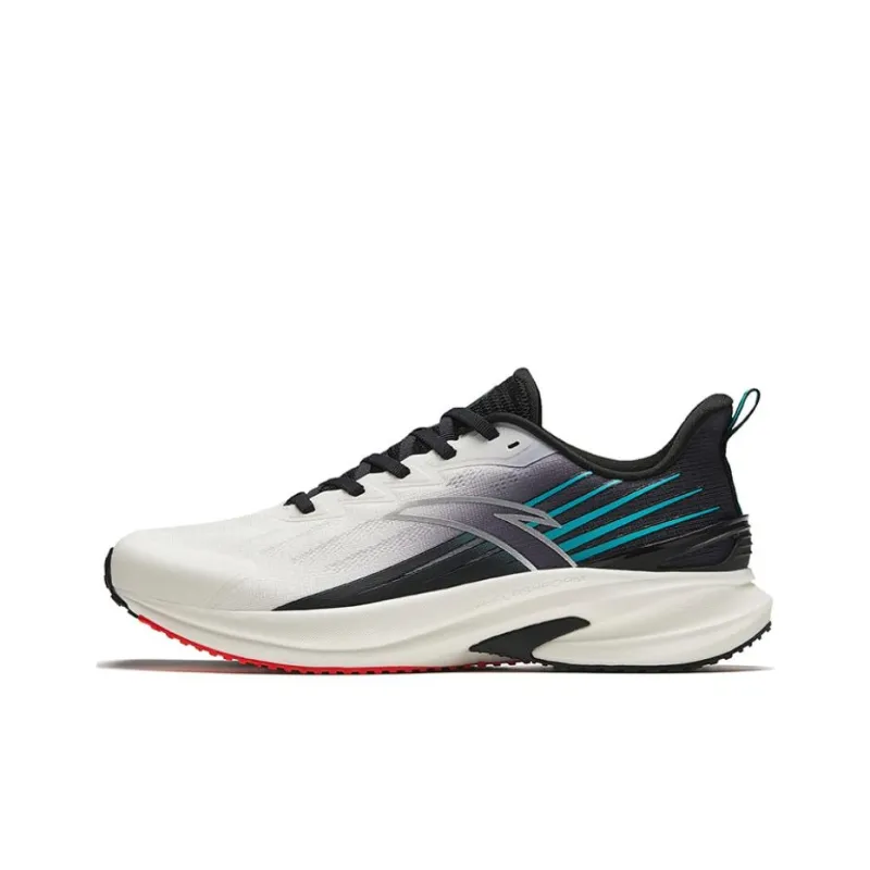 Anta Running Collection Anti-Slip Wear-Resistant Low-Top Running Shoes Men's White Black Cyan-0