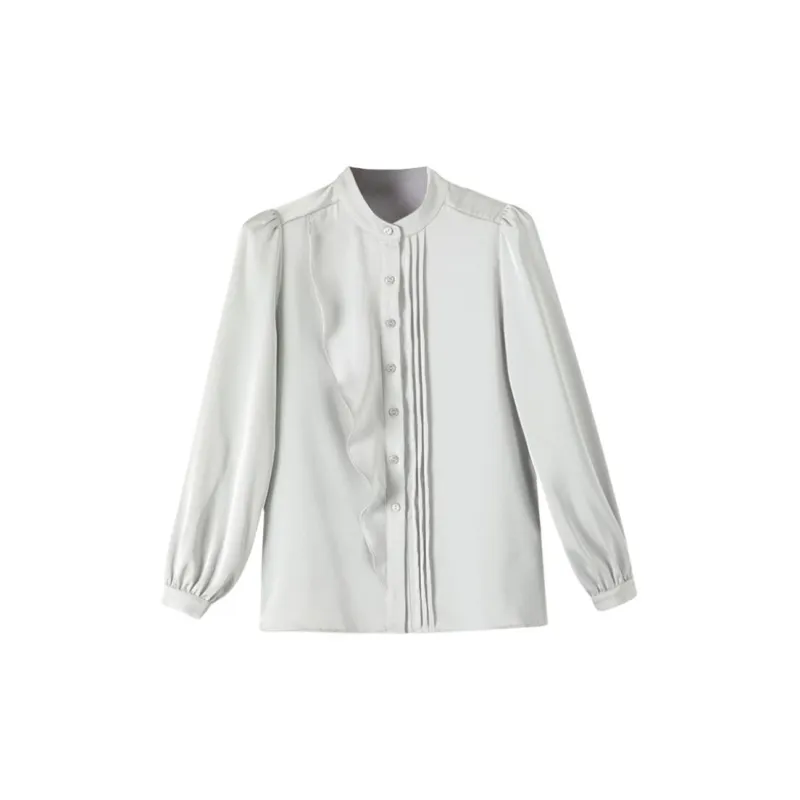 Late White Shirts Women's Silver Gray-0