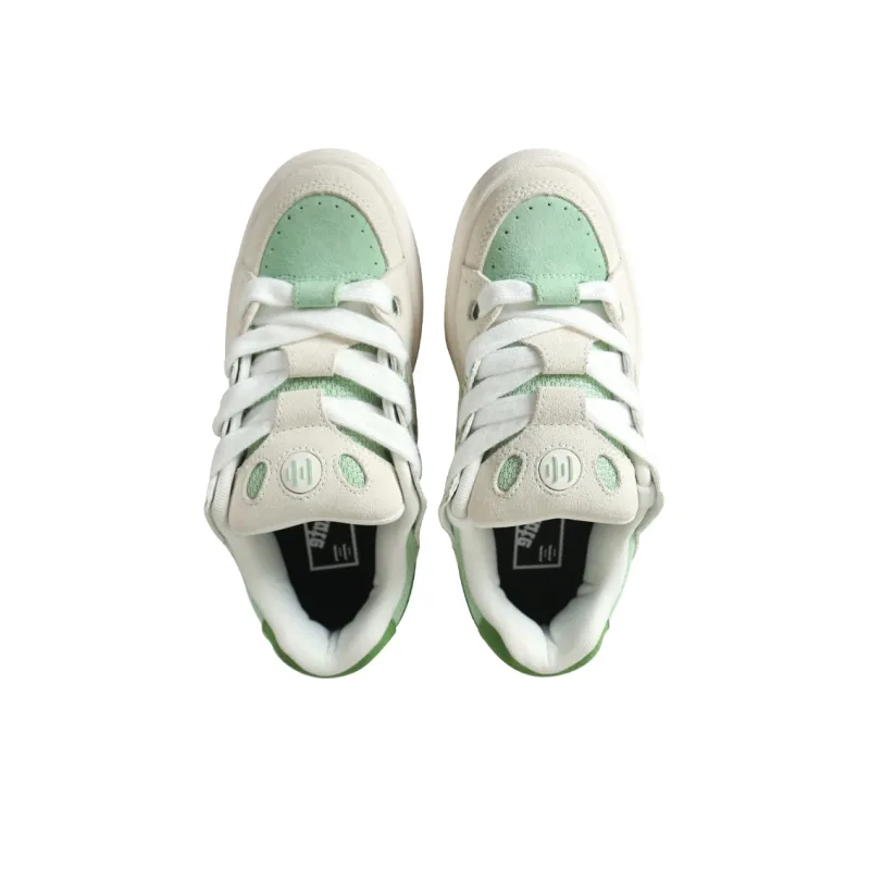 Ollieskate Wear resistant And Lightweight Low Top Casual Shoes Unisex White Green-3