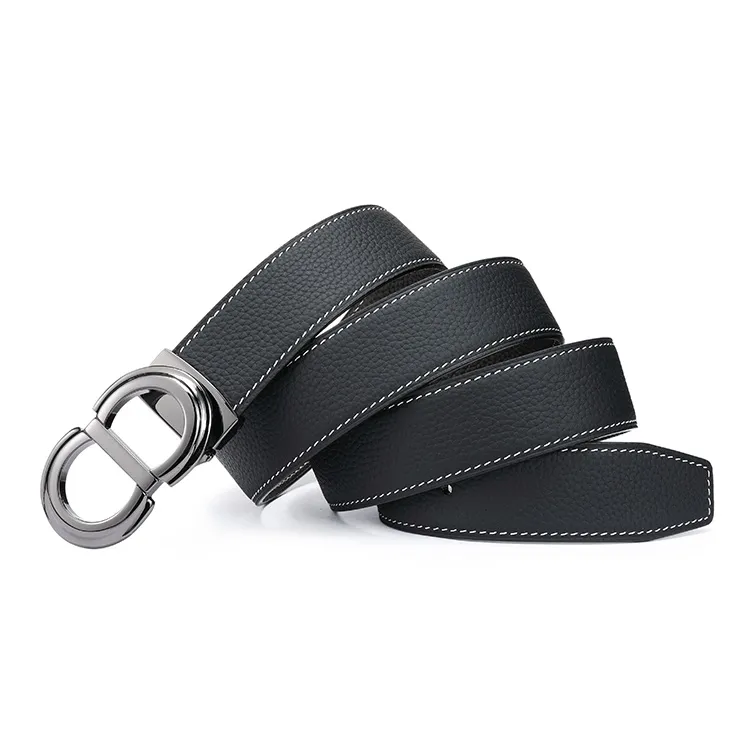 FAIRWHALE Fashion Ring Plate Buckle Dual Use Genuine Leather Belt Top Grain Cow Leather Belt Men's Width 3.5CM-1