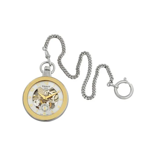 TISSOT Mechanical Movement Manual Mechanical Movement Stainless Steel Case Pocket Watch Unisex Silver Dial-1
