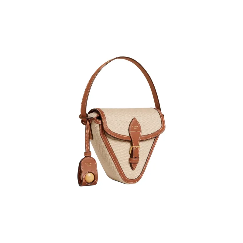 CELINE Calfskin Triangle Bag Handbags Men's Natural & Brown Umber-1