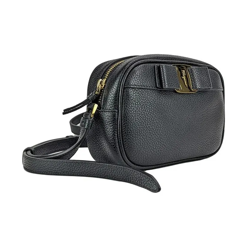 FERRAGAMO Vara Litchi Grain Calfskin Camera Bags Crossbody Bag Shoulder Bag Women's Black-1