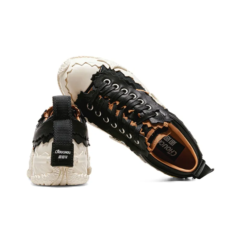 CHOUCHOUS Skateboard Shoes Unisex Low Top Black/White-2
