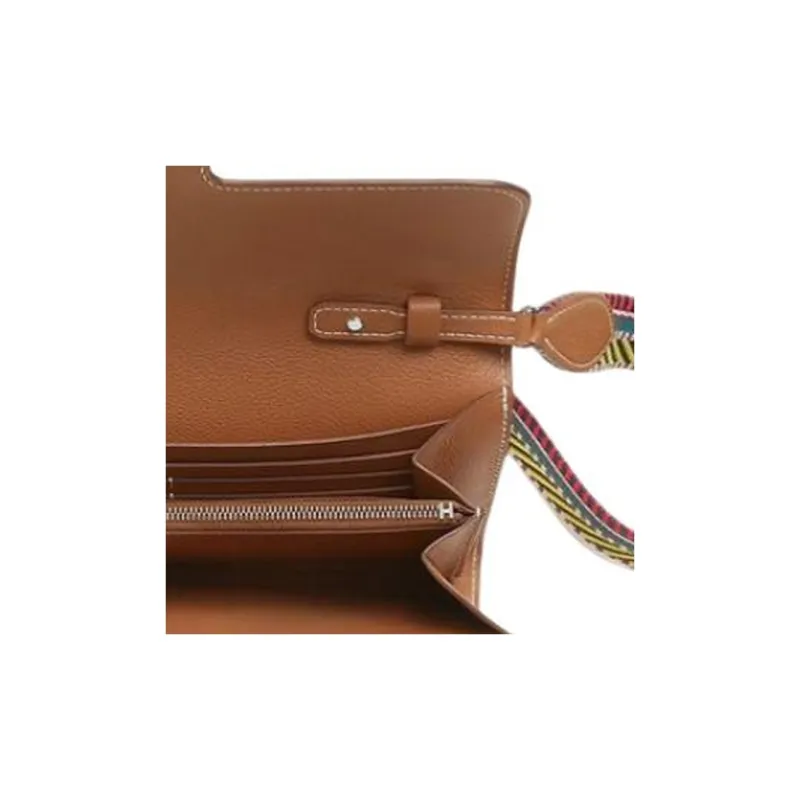 HERMES Constance Long To Go Evercolor Leather Cavale Canvas Wallets Shoulder Bag Crossbody Bag Women's Brown-5