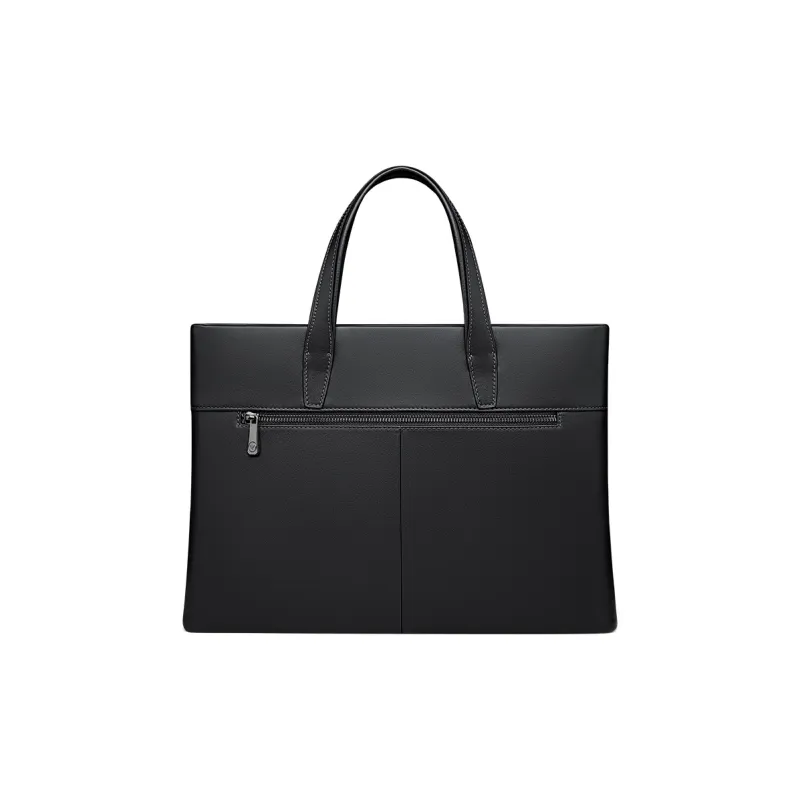 WilliamPOLO Cow Leather Briefcases Medium Size Men's Black/Army Green/Blue-1