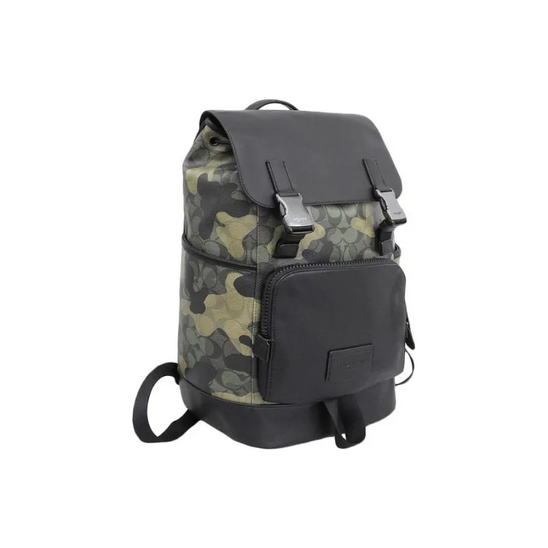 COACH Coated Canvas With Smooth Calfskin Backpack Tubas Men's Camouflage-4