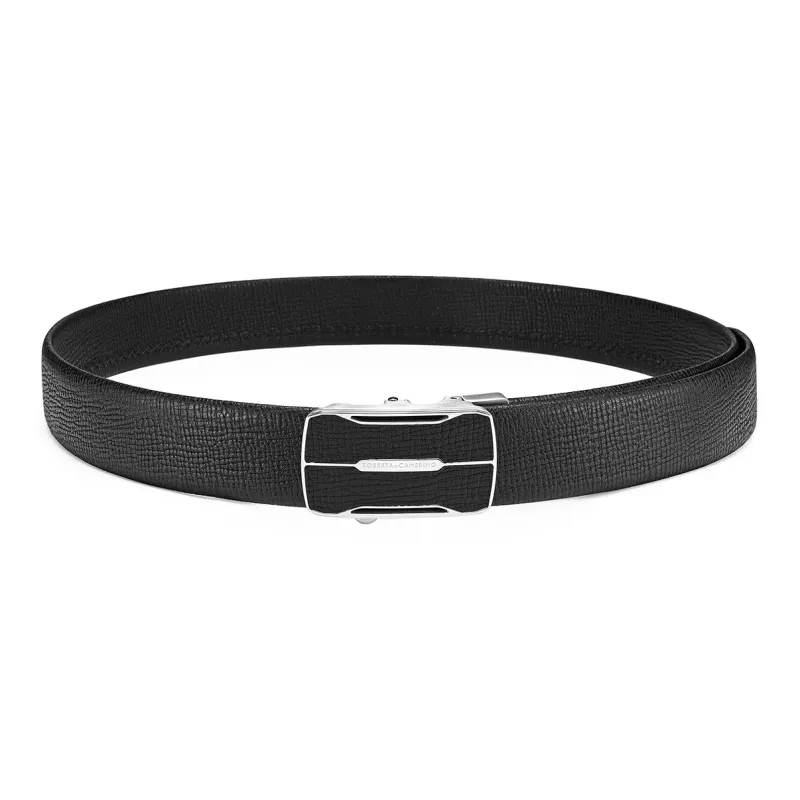 ROBERTA DI CAMERINO Top Grain Cow Leather Belts Men's Black Width 3.5CM-3