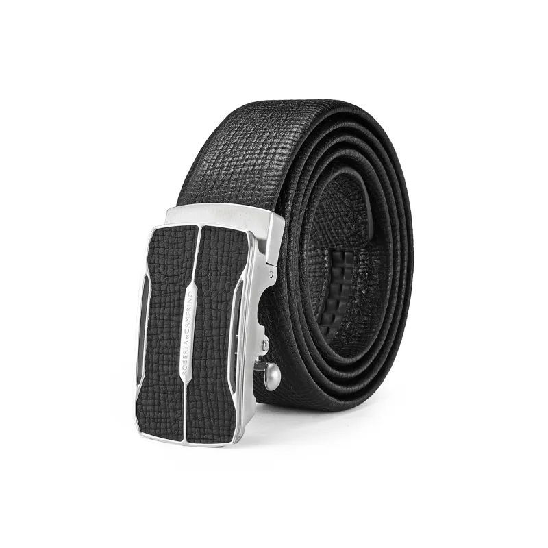ROBERTA DI CAMERINO Top Grain Cow Leather Belts Men's Black Width 3.5CM-0