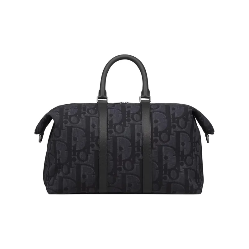 DIOR Oblique Printed Fabric Shoulder Bag, Crossbody Bag, Handbag, Travel Bag Men's Black-2