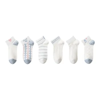 MIIOW Mid Calf Socks Women's 6 Pack Ivory