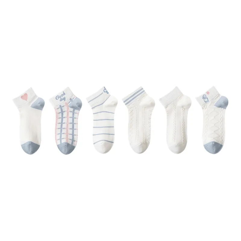 MIIOW Mid Calf Socks Women's 6 Pack Ivory-0