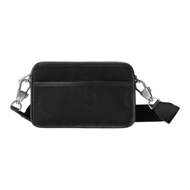 GUCCI GG Canvas With Leather Trim Canvas Bag Camera Bag Shoulder Bag Crossbody Bag Mini Men's Black-0