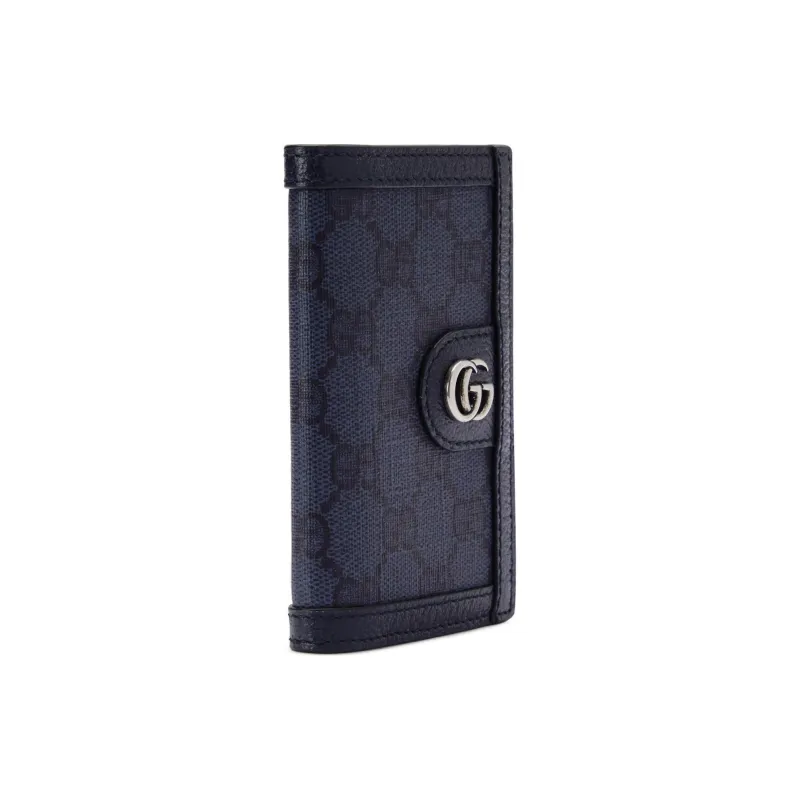 GUCCI Ophidia Canvas With Leather Card Holder Men's Blue & Dark Blue-1