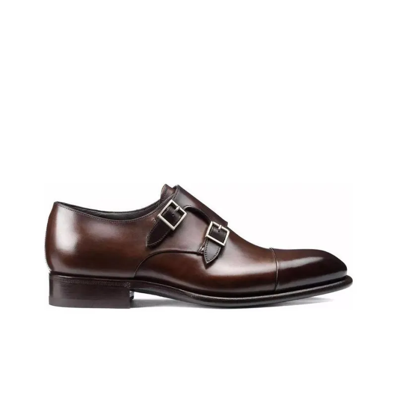 Santoni Buckle Detailed Slip On Monk Shoes-1