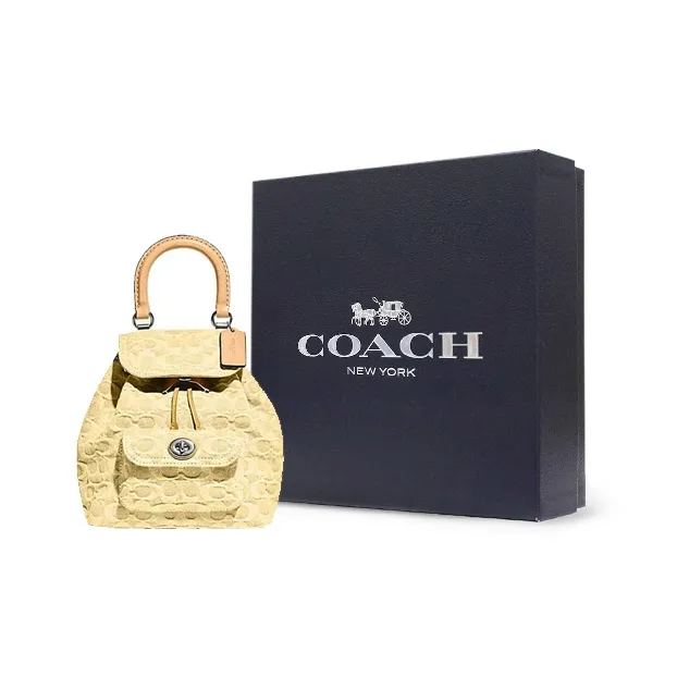 COACH Riya Fabric Backpack Medium Size Women's Yellow-0